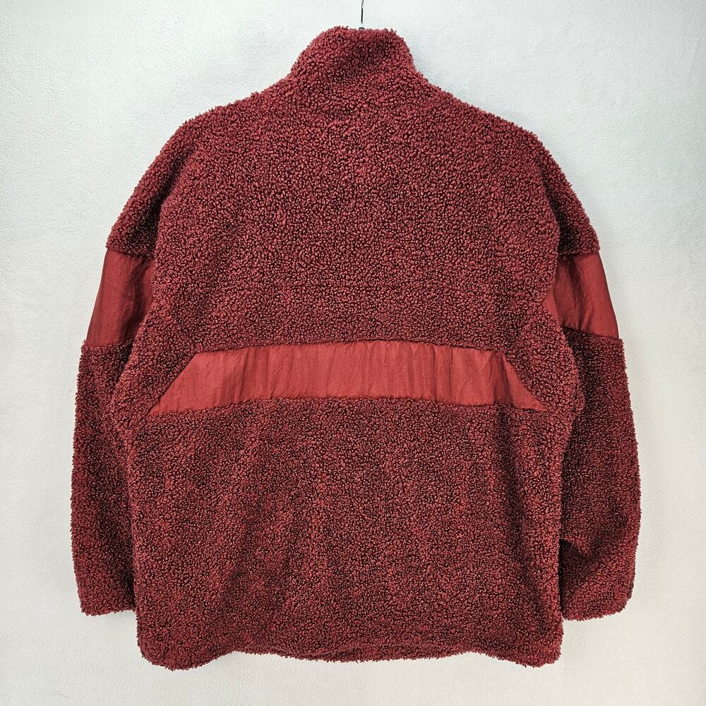 ADIDAS ORIGINALS WOMEN'S SMALL SHERPA FLEECE PULLOVER JACKET BURGUNDY HALF ZIP - Picture 7 of 8